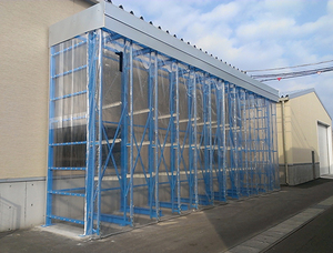 出荷前製品の一時保管と乾燥材の養生乾燥を目的とした屋外向け製品保管ラック Ｓ社様