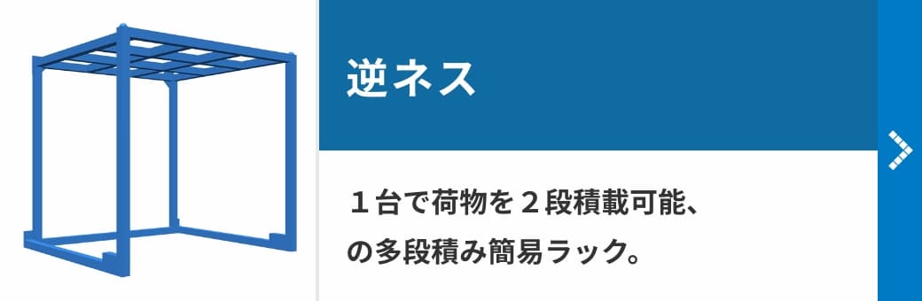 逆ネス　１台で荷物を２段積載可能、の多段積み簡易ラック。