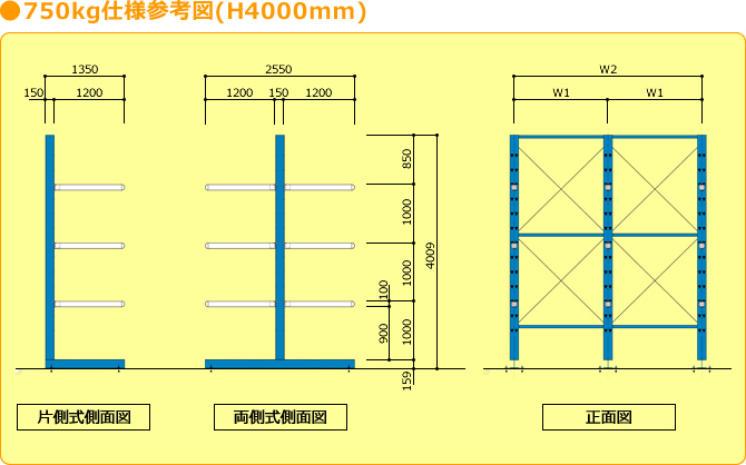 750kg仕様参考(H4000mm)